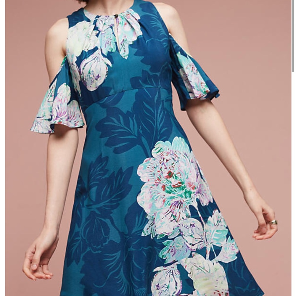 Anthropologie Maeve Elia Open Shoulder Dress - Picture 2 of 8